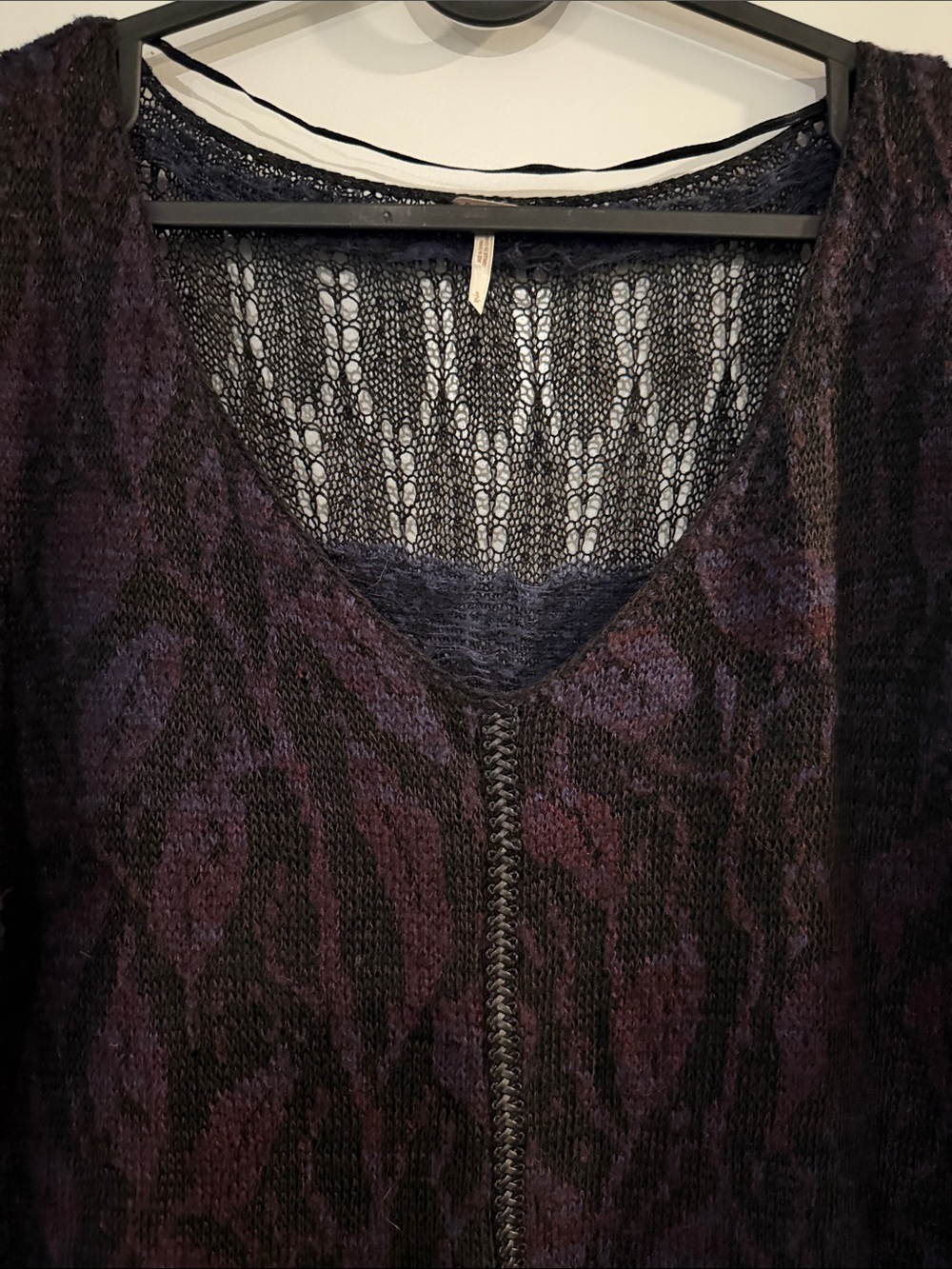 Free People Boho Multicolor Alpaca Wool Knit B-Neck Hi-Low Tunic - #192 - Picture 3 of 8
